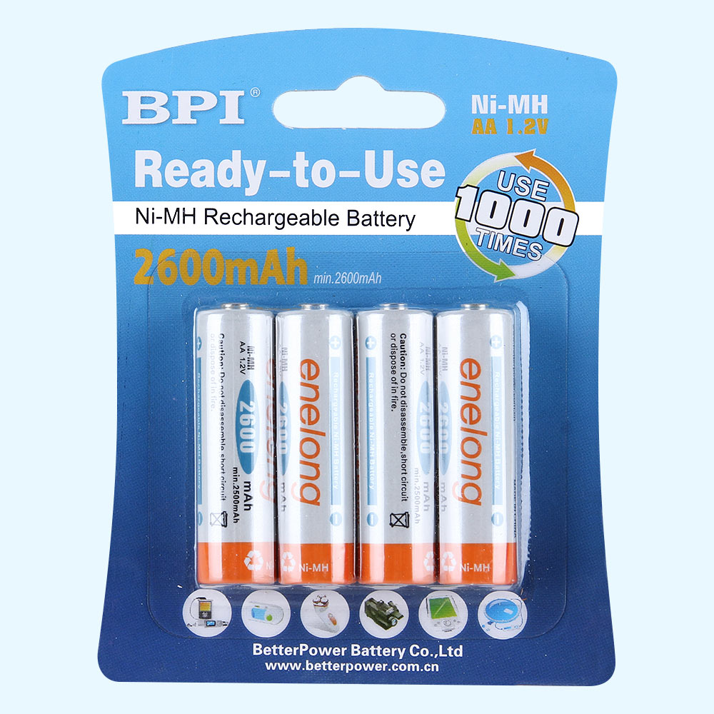 BPI跨境電商用1.2V2600mAh電視空調(diào)搖控器7號(hào)充電電池,低自放電型持久耐用鼻毛剪玩具應(yīng)急型電池